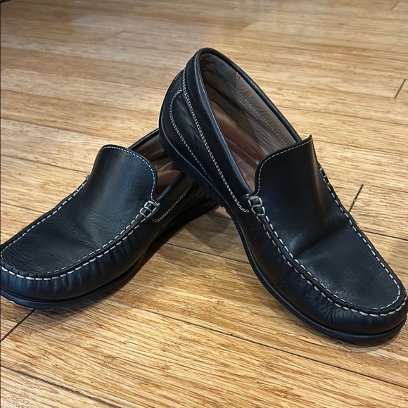 Ecco men’s Black Leather Slip-On Driving Loafers 42 Wide - Picture 1 of 7
